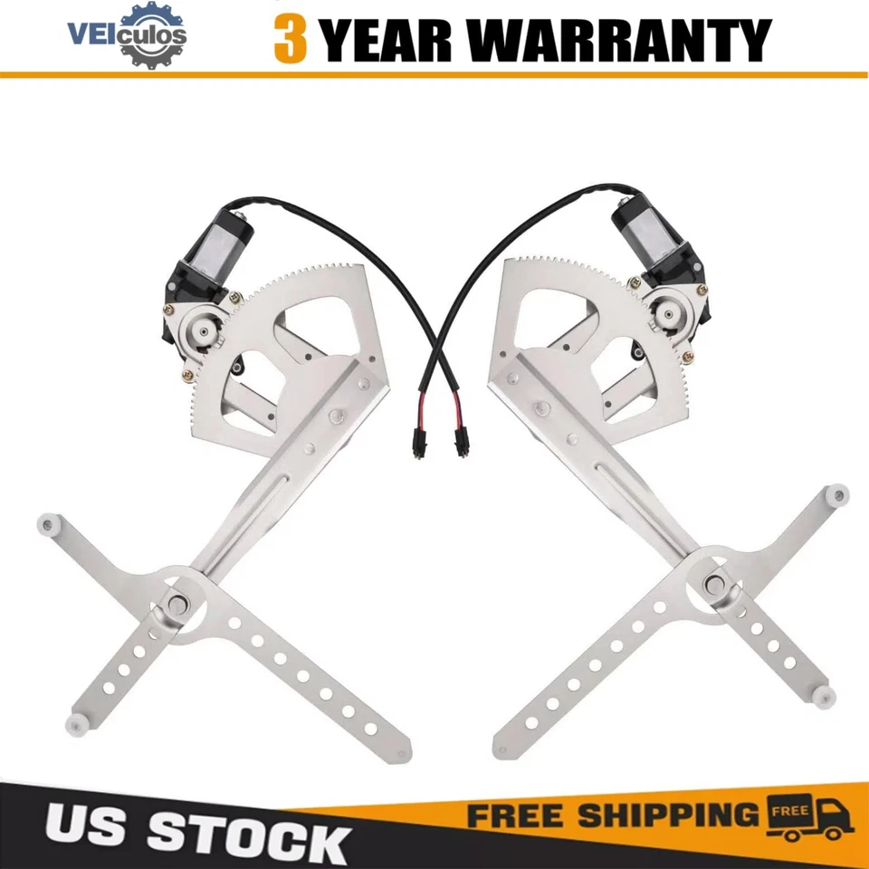 Juego de pares de reguladores de ventana eléctrica con motores delanteros diestros y diestros para Chevy GMC Cadillac Foto 1 de 4