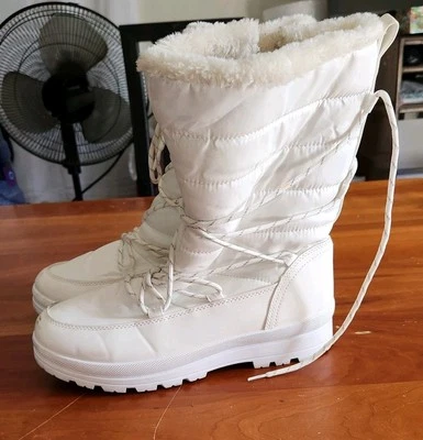 Botas Heawish Punta Redonda con Cordones para Mujer Talla 10M Blanco Nieve Necesita Limpieza Foto 1 de 4