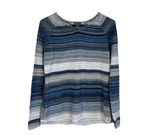 Eddie Bauer Striped Sweater Women’s Medium V-Neck Pullover Multicolored Cotton - Picture 1 of 6