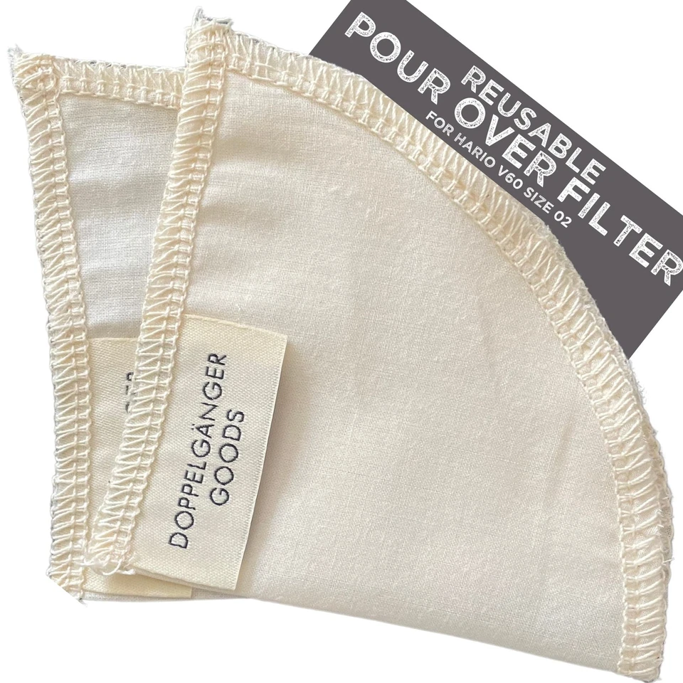 (Paquete de 2) Filtros de algodón orgánico reutilizables para Hario V60, Chemex... Foto 1 de 4