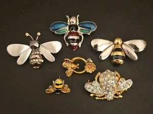 6 Vintage Bienen Pins - Bild 1 von 13