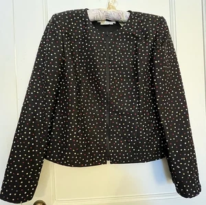 Maggie London, SZ-4, Silk, Multicolor Dot On Black, Zip Jacket, Long Sleeve - Picture 1 of 12