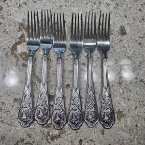 Cambridge Rooster Stainless Steel Dinner Forks Set of 6 Farmhouse - Picture 1 of 2