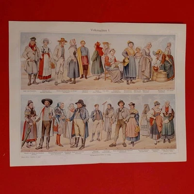 2 x Orig.(1908) Chromolithographie Volkstrachten  - Bild 1 von 4