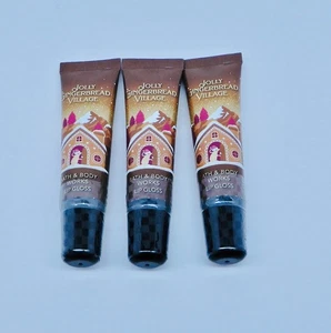 3 BATH & BODY WORKS JOLLY GINGERBREAD VILLAGE FLAVORED LIP GLOSS SHINE SEALED - Picture 1 of 8