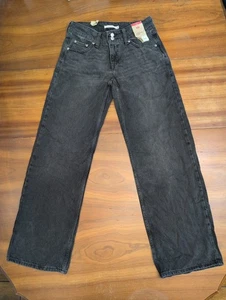 Levis Superlow Jeans Damen 26 x 32 Schwarz Denim Loose Fit Straight Leg NEU - Bild 1 von 16