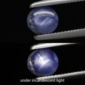 4 Ray Star Sapphire Burma 0,49ct 4,7x4,3mm Halbrund Cab Natural Unbeheizt Blau  - Bild 1 von 5