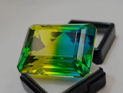 Tourmaline Bi-Color Emerald Cut 105+ Ct Natural Loose For Pendant Gemstone - Image 1 of 4