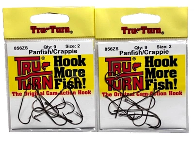 2 PACKS Tru Turn Size 2 Panfish Crappie Hook Bronze 9 Count 856ZS Made in USA - Image 1 of 4