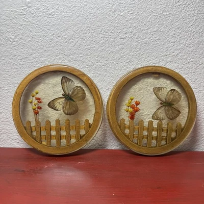Винтажная пара круглых резиновых настенных триветов-бабочек Gamut Designs 70-е сделано в США - Изображение 1 из 4