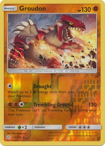 Pokemon Cosmic Eclipse Groudon Rare Reverse Holo 113/236 - Image 1 of 1