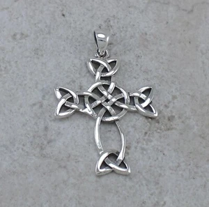 EXOTISCHER .925 STERLINGSILBER GEFLOCHTENER KELTISCHER KNOTEN KREUZ ANHÄNGER Stil # p0857 - Bild 1 von 2