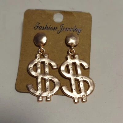 Новый с Ярлыками золотистый доллар знак легкий большой подвеской серьги хип-хоп деньги - Изображение 1 из 4