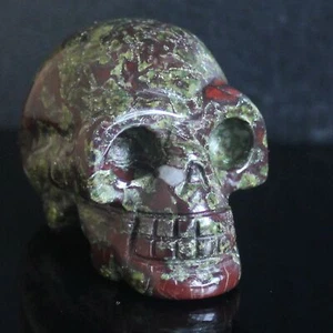 Statuetta 1,6"" pietra preziosa intagliata a mano cristallo drago sangue diaspro teschio arredamento casa - Foto 1 di 8