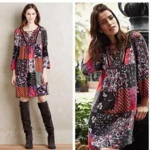 Anthropologie One September Arcata Patchwork Lace Front Dress size Medium P NEW - Picture 1 of 10