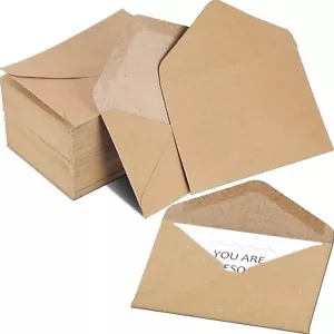 800 Mini Brown Kraft Envelopes for Gift Cards & Invitations - Self-Seal Design - Picture 1 of 8