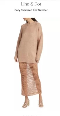 Acogedor suéter de gran tamaño Line & Dot en tostado/camello talla mediana Foto 1 de 4
