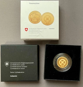 Schweiz 2022, 25 Franken Goldmünze Time Machine, Proof PP, in Etui m. Zertifikat - Bild 1 von 4