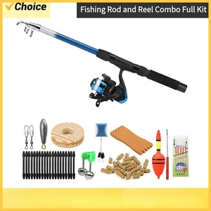 1.8M Fishing Rod and Reel Combo Full Kit with Lures Swivel Bell Float Hair Rigs - Picture 1 of 6
