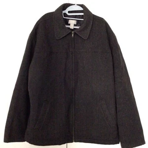 90s Old Navy Y2K Wool Jacket Mens XXL Charcoal Collar Pockets Quilted Lining - Picture 1 of 24