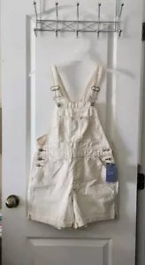 Universal Thread Womens Denim Short Shortalls Overalls Cream Cotton Size 25 - Picture 1 of 6