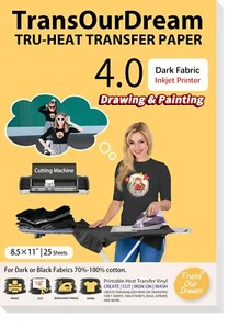 Drawable Heat Transfer Paper for T Shirts 25 Sheets 8.5x11" Dark 4.0 Printabl... - Picture 1 of 6