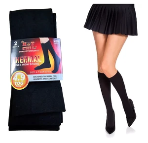 2 Pairs Ladies Thermal Socks School Winter Warm Knee High Socks 200 Denier 4-7 - Picture 1 of 2