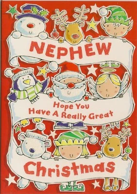 Tarjeta de Felicitación de Navidad Sobrino Feliz Feliz Especial Tradicional Navidad Mucho Amor Foto 1 de 2