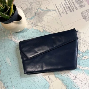 Vintage 80s Navy Vinyl Angular Purse - Picture 1 of 6