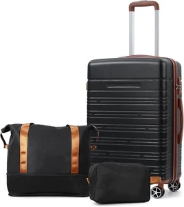 3 Piece Carry On Luggage Set & Spinner Wheels Suitcase & Tsa Lock Duffel Bag 20" - Picture 1 of 12