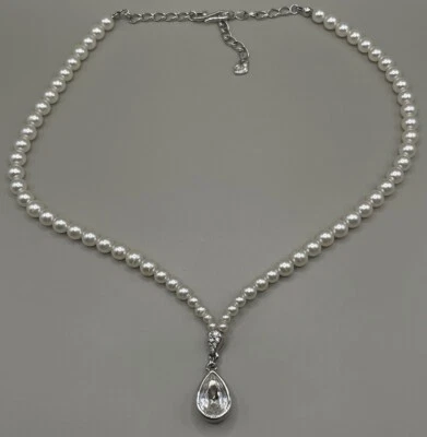 "Collar colgante Swarovski Swan para mujer perlas graduadas cristal facetado 17-19""" Foto 1 de 4