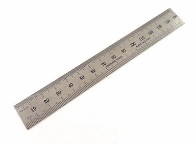 Igaging Machinist Ruler Stainless 6" Metric SAE E/M 1/32", 1/64th, mm, .5mm