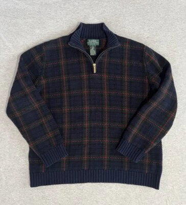 Lauren Ralph Lauren Sweater Womens Medium Blue Green Checked Quarter Zip - Image 1 of 4