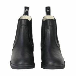 HyLand Fleece Lined Wax Waxed Leather Jodhpur Boot Adult Black/Brown Unisex 3-9 - Picture 1 of 8