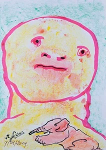 Jean-Louis SIMONIN - Peinture originale - Gouache et pastel - Tristesse - Foto 1 di 2