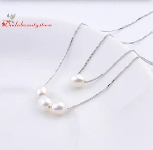 S925 Sterling Silber Halskette mit 100% natürlicher Süßwasserperle. - Bild 1 von 5