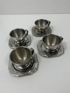 LOT OF 4 Sets - Stainless Steel Cook -O- MATIC Espresso Cups and Saucers - Foto 1 di 9