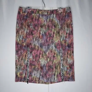 Isabel Toledo Skirt 14 Multicolor Abstract Floral Straight Textured Zip Slits - Picture 1 of 12