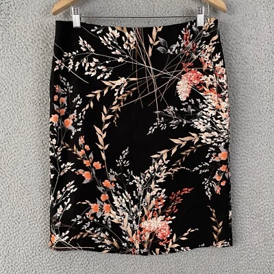 Talbots Skirt Womens 10 Black Floral Pencil Knee Length Lyocell Cotton Career - Image 1 of 4