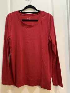 "Camiseta Eddie Bauer cuello redondo manga larga roja XL axila a axila 23"" longitud 27""" - Imagen 1 de 5