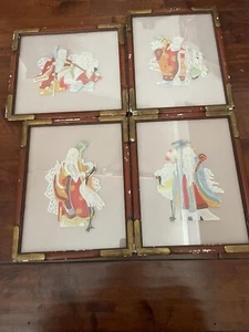 4 Of VINTAGE PAINTED CUT PAPER CHINESE SCHERENSCHNITTE GOD OF LONG LIFE TAOISM - Picture 1 of 12