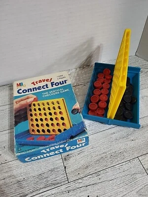 Connect Four Travel Size Board Game 1983 Milton Bradley Vertical Checkers Game - Image 1 of 4