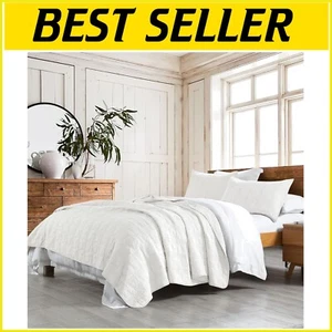 Machine Washable King Size Cotton Bedding Set - Cozy 100% Cotton Quilt & Shams - Picture 1 of 9