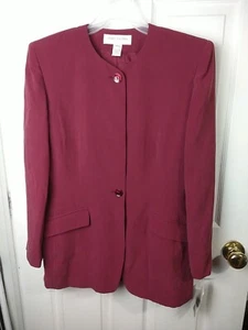 Jones New York Woman 14P Rose 100 Silk Button Long Sleeve Lined Blazer NEW - Picture 1 of 12