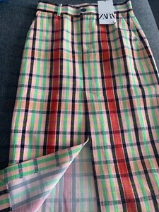 ZARA HIGH WAIST CHECK TEXTURED MIDI PENCIL SKIRT Size S / RRP £49.99 - Picture 1 of 5