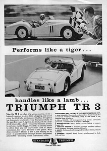 Pubblicità originale Triumph TR-3 1960 "Performa come una tigre" - Foto 1 di 1