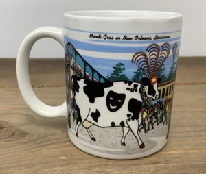 Vintage Mardi Gras Cow Mug Dairy Cows On Beach Scuba Diving Parody 2000 - Picture 1 of 17