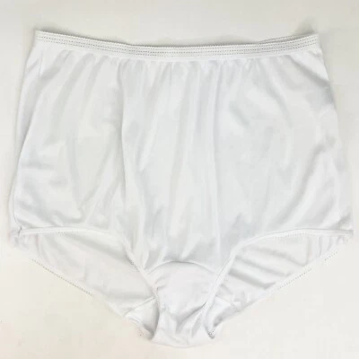 Bragas de abuela SEARS blancas transparentes satinadas talla 8 doble refuerzo de hongo vintage Foto 1 de 4