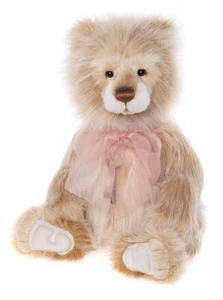 Charlie Bears - Daybreak Brown Plush Bear with a Bow Large Teddy Handmade - Picture 1 of 5
