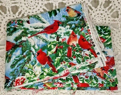 Christmas Cardinal Bird Fabric Material Holly Berry Wild Wings David 1.5 Yards - Image 1 of 4